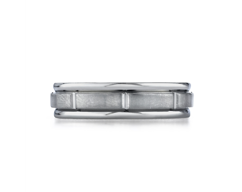 Titanium 6mm Satin and High Polish, Grooved Wedding Ring
